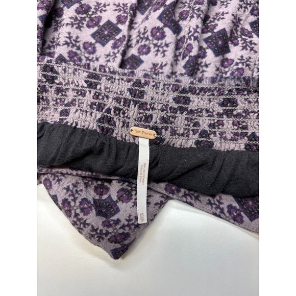 Free People Skorts XS Purple Floral Long Pants with Overlay Pull On Feminine - Picture 4 of 10